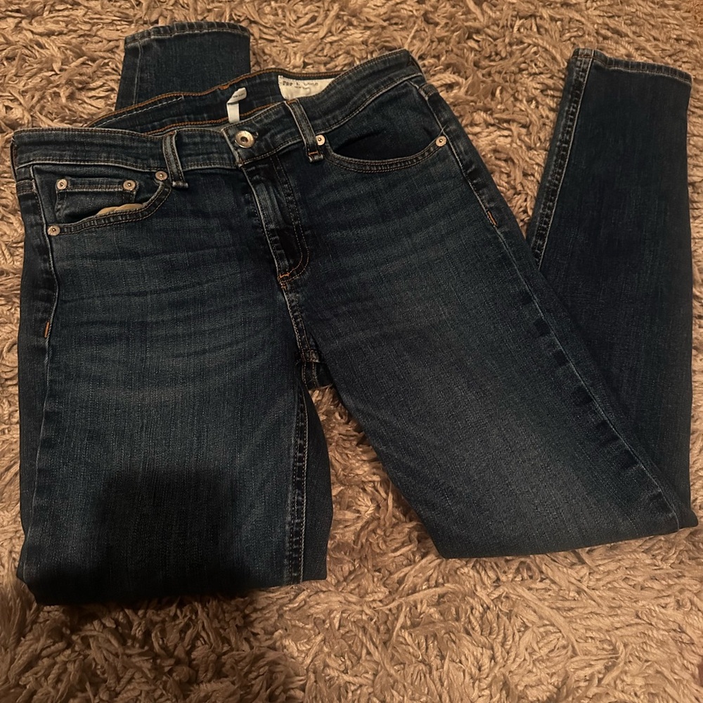Rag & Bone Epic Cate Mid Rise Ankle Jeans - Dark Blue